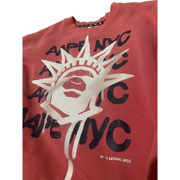 Aape By A Bathing Ape Crewneck Sweatshirt Medium Pink Statue of Liberty NYC Camo - Picture 3 of 10